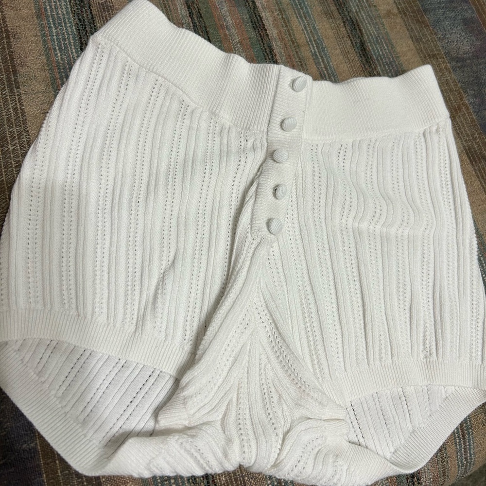 For Love & Lemons Ribbed Button Down Shorts